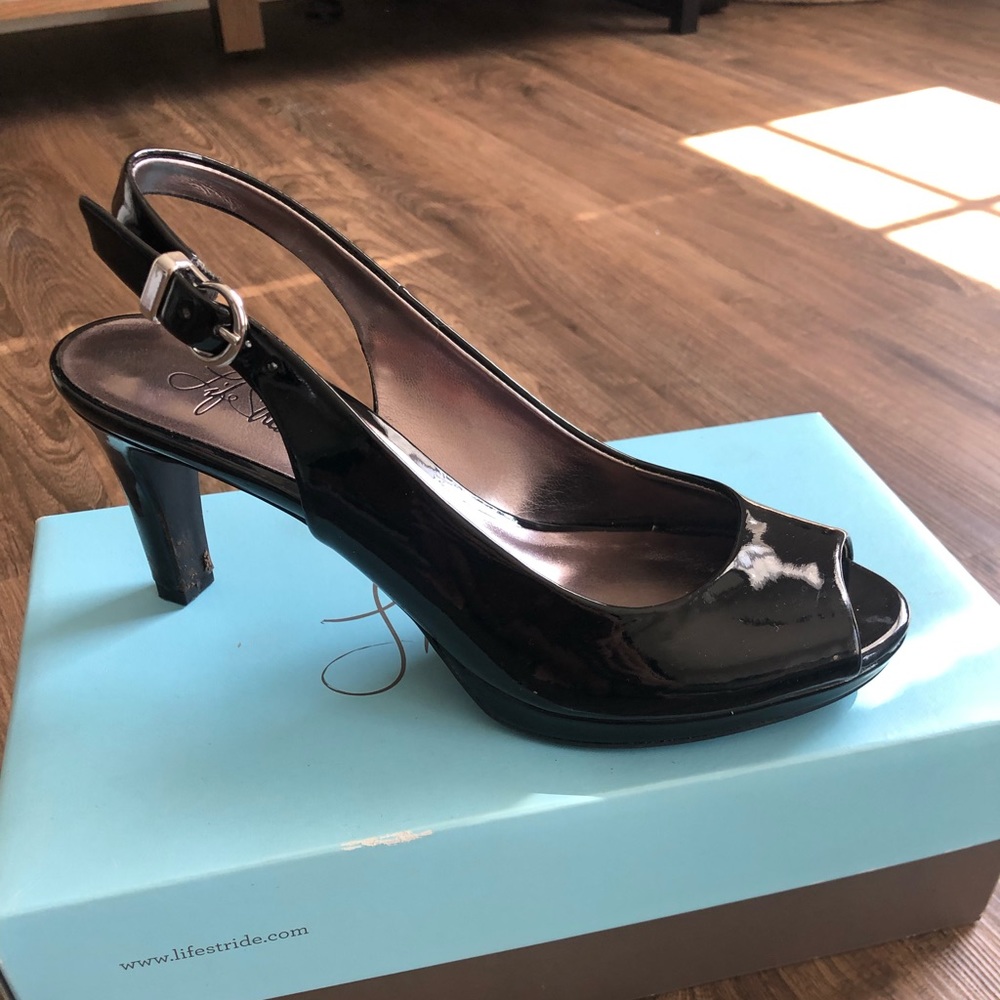 Black Peep Toe Heels